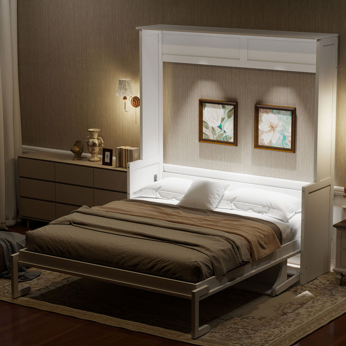 Murphy Bed With Desk, LED Lights & USB Charging Station