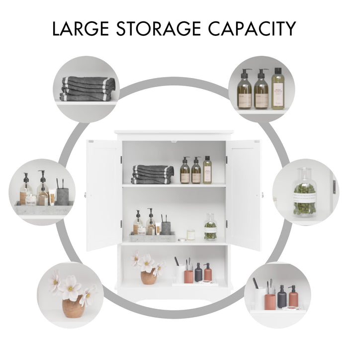 Over The Toilet Storage Cabinet, Bathroom Space Saver With Adjustable Shelf - White