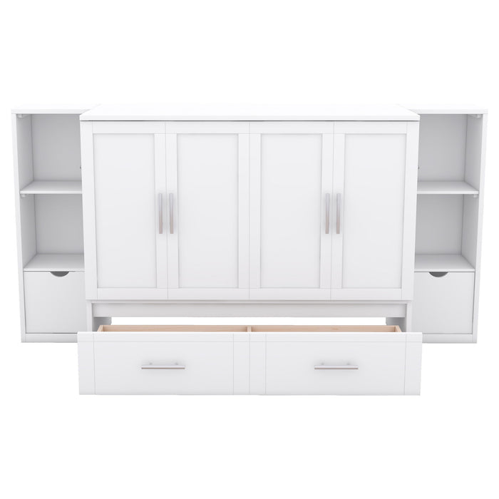 Murphy Bed With Shelves, Drawers And USB Ports