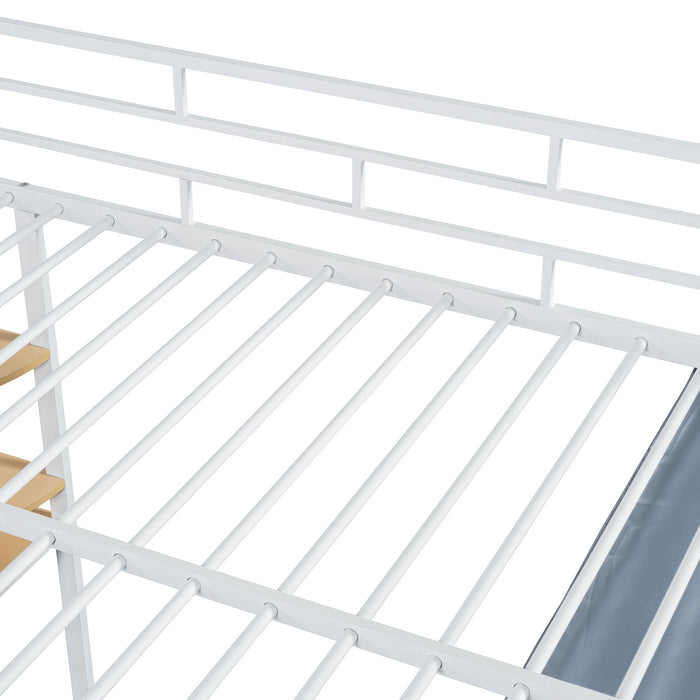 Loft Bed With Desk, Shelves, Power Outlet, LED Light And Wardrobe