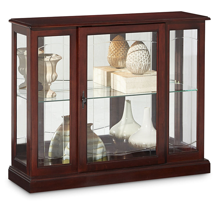PFC Curios - Lighted 1 Shelf Console Display Cabinet - Cherry Brown