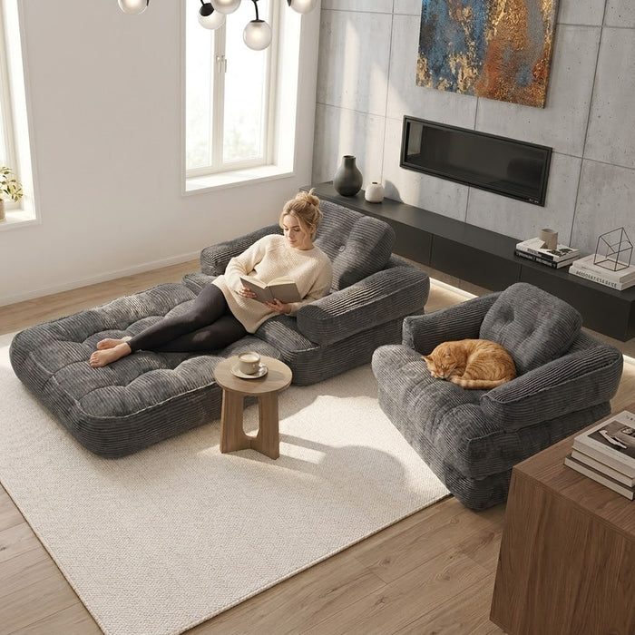 Convertible 2 In 1 Armrest Sofa For Bedroom
