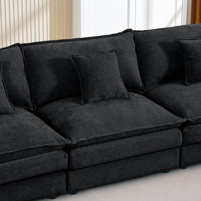 Contemporary Modular Sectional Sofa Set With Movable Ottoman