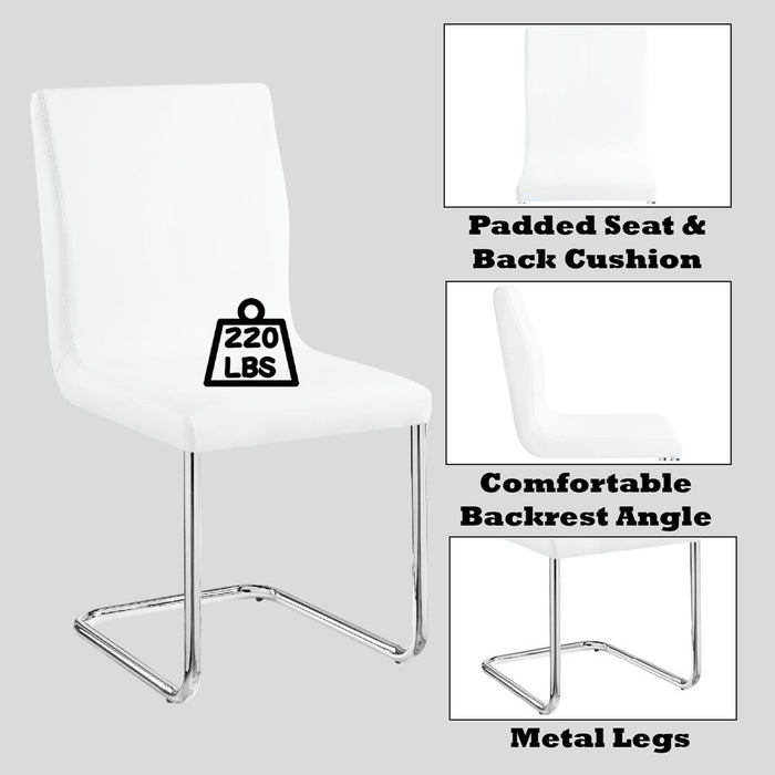 Palton - Side Chair Set of 2) - White Synthetic Leather & Chrome