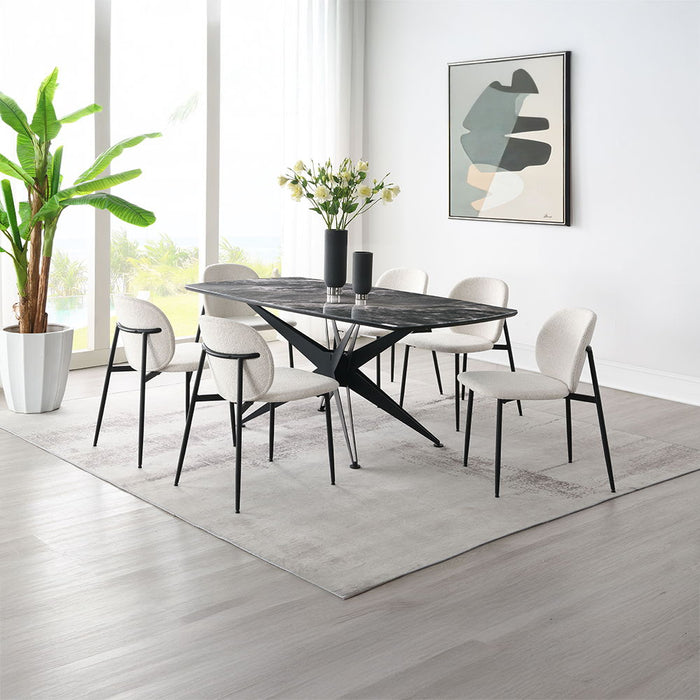Klaus - Dining Table - Crystal Tempered Glass Top & Black Finish