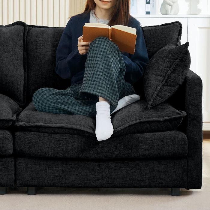 Modular L-Shaped Sectional Sofa With Movable Ottoman