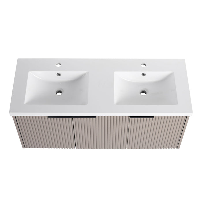Contemporary Wall Mounted Bathroom Vanity With Resin Double Sink