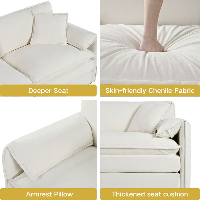 Oversized Chair With Movable Ottoman, Soft Upholstered Lounge Chair