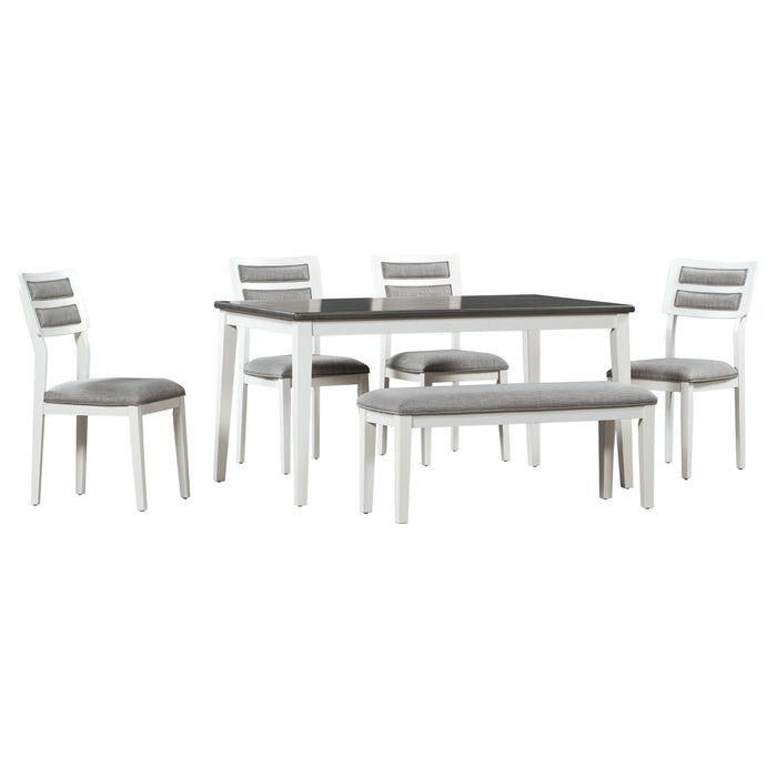 6 Piece Dining Set, Upholstered Chairs And Bench