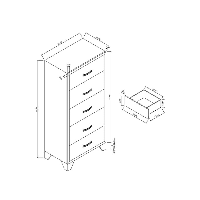 Carlos - 5 Pieces Queen Bedroom Set - Black