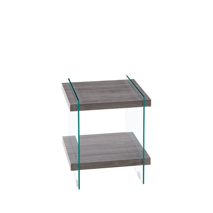 Side Table With Dual Shelves - Transparent / Gray