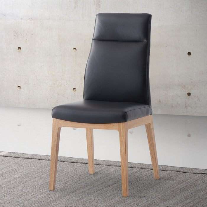 Raquan - Side Chair (Set of 2) - Black Leather & Walnut
