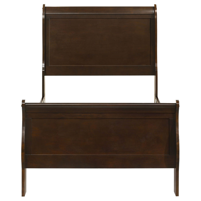 Louis Philippe Wood Twin Sleigh Bed Cappuccino