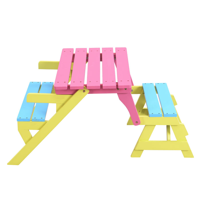 Kids Multi-Functional Arm Chair, Table With 2 Benches All-In-One Set