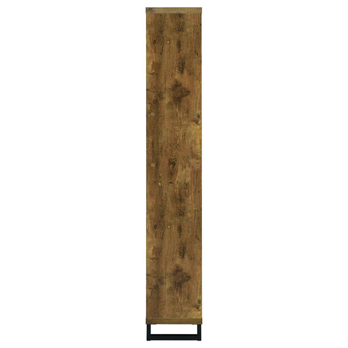 6 Tier Rectangular Bookcase With Accents - Brown