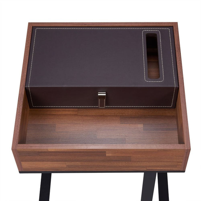 Sara II - Accent Table - Espresso Pu, Walnut & Sandy Black