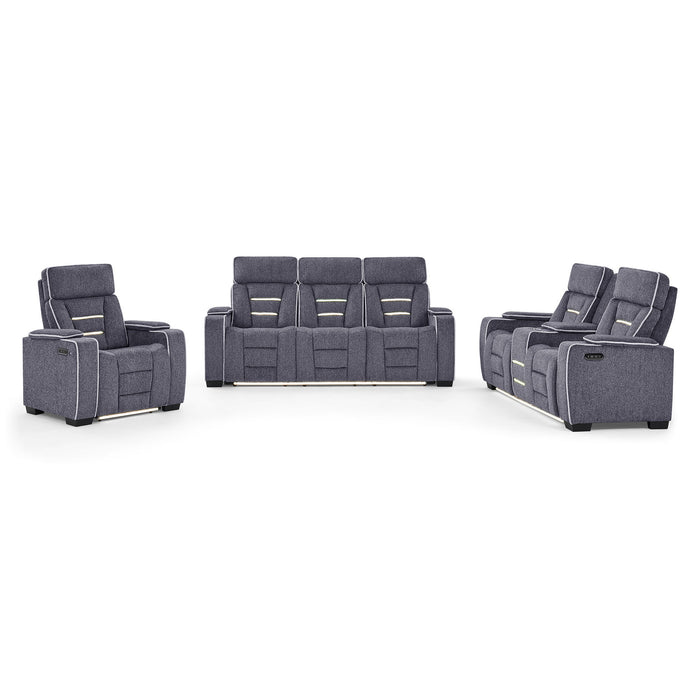 Austin - 3 Piece Reclining Sofa And Loveseat With Storage Arms - Gray