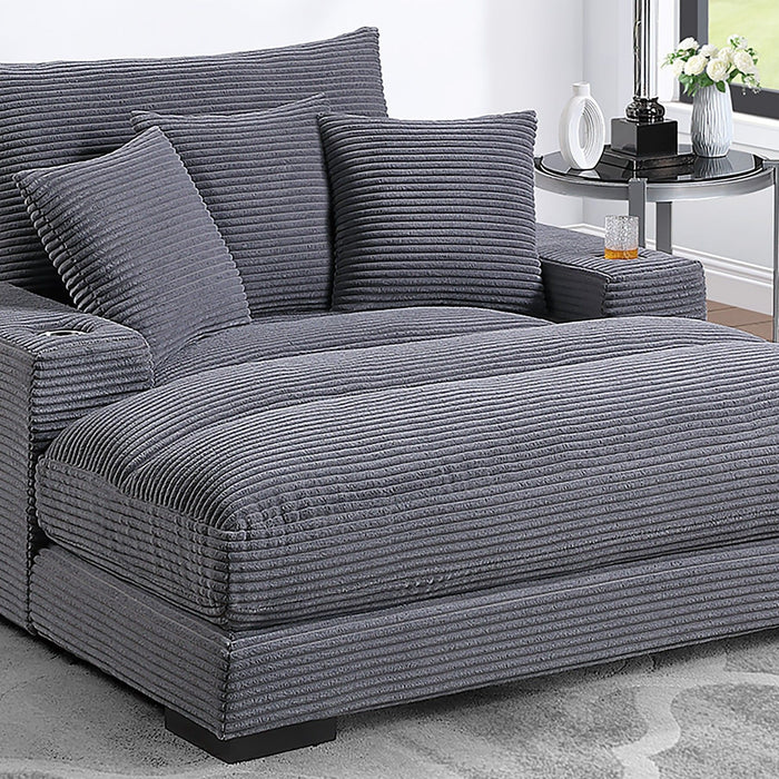 Upholstered Chaise Lounge With Cup Holders USB Port And Pillows