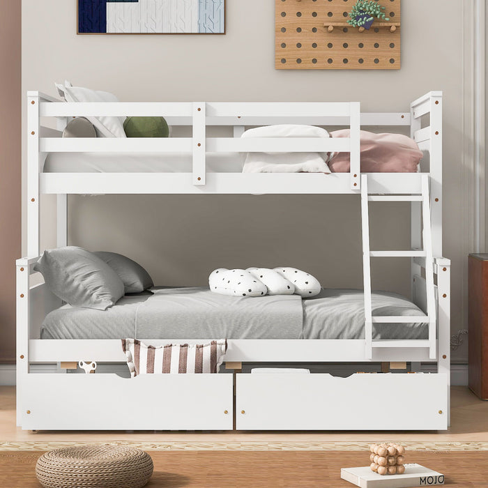 Bunk Bed With Ladder And Safety Guardrail