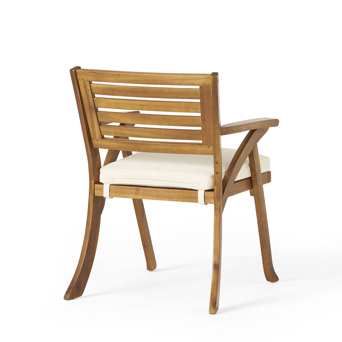 Outdoor Hermosa 5 Piece Wood Dining Set With Cushions - Teak / Beige