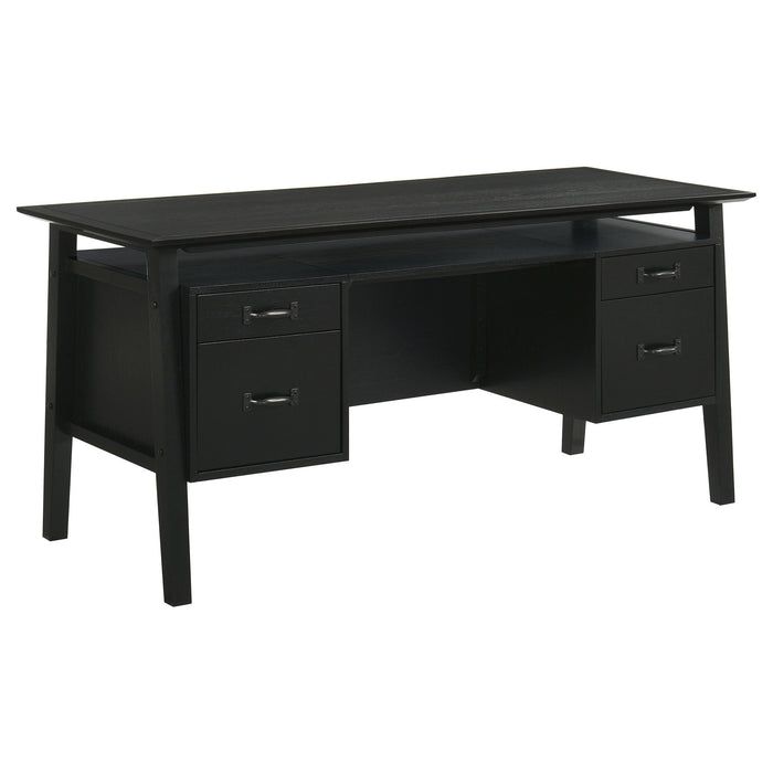 Goodson 64-inch 4-Drawer Double Pedestal Computer Desk Black