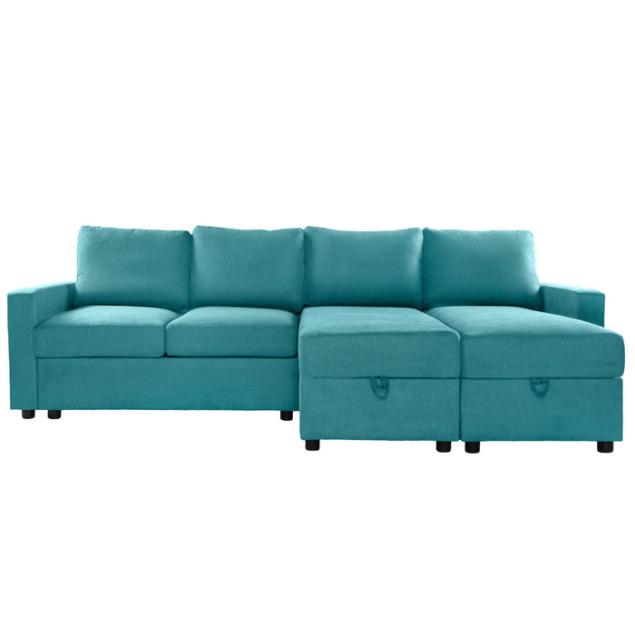 Convertible Sectional Sofa With Storage Chaise Lounges And USB Ports