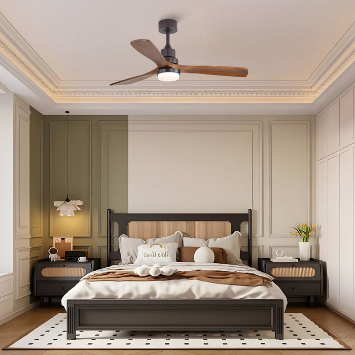 52" Ceiling Fan With LED Light, 3 Adjustable Color Temperatures, Reversible DC Motor For Living Room & Bedroom - Coffee