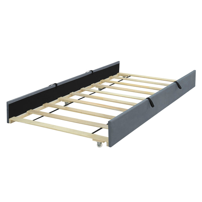 Upholstered Design Platform Bed With Trundle
