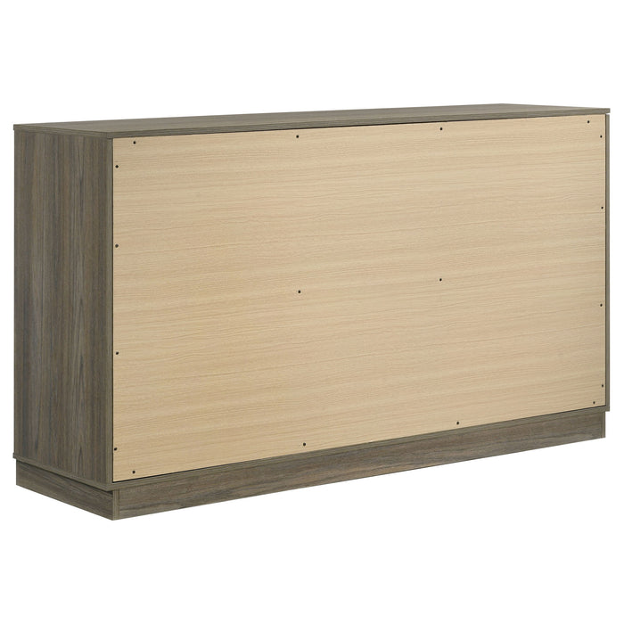 4 Piece Queen Bedroom Set With Built In Storage And Mirror - Oak