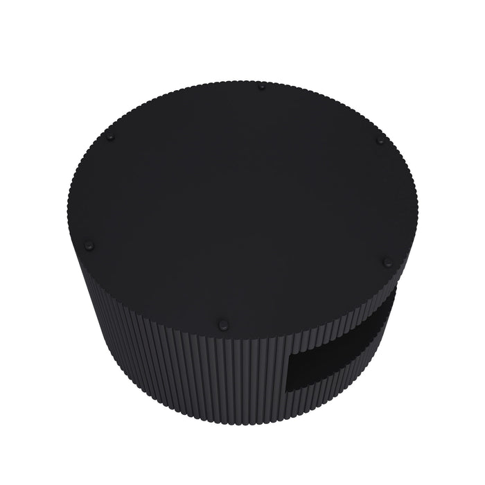 Round Coffee Table With Storage, Vertical Stripe Design