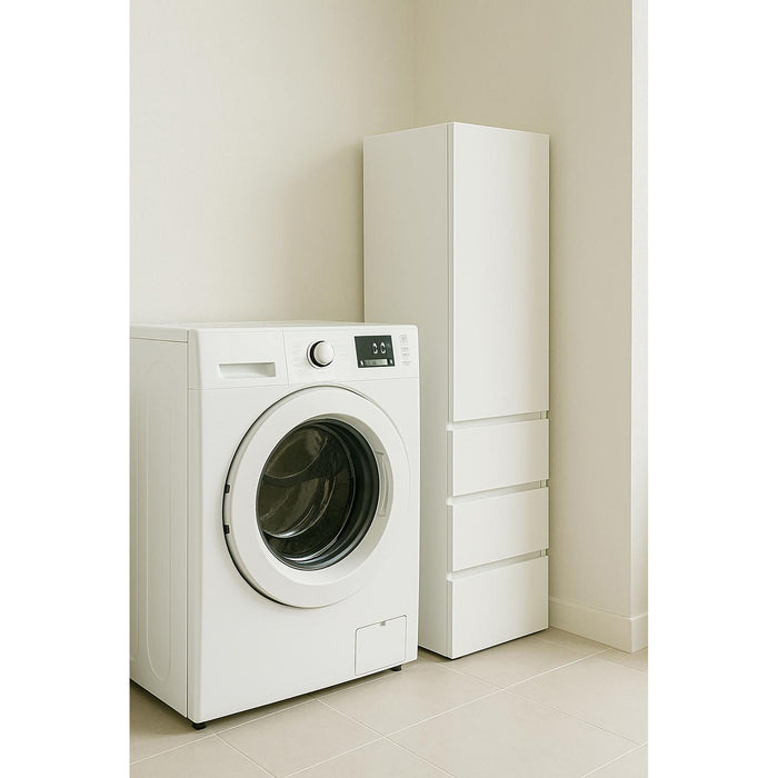 Elise - Modular Wood Closet System With Mirror In Durable Melamine And Wood Customizable Storage - White