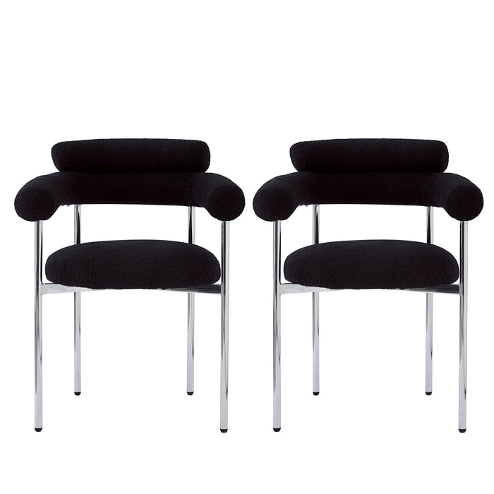 Contemporary Upholstered Armchair Dining Chairs With Metal Legs (Set of 2)