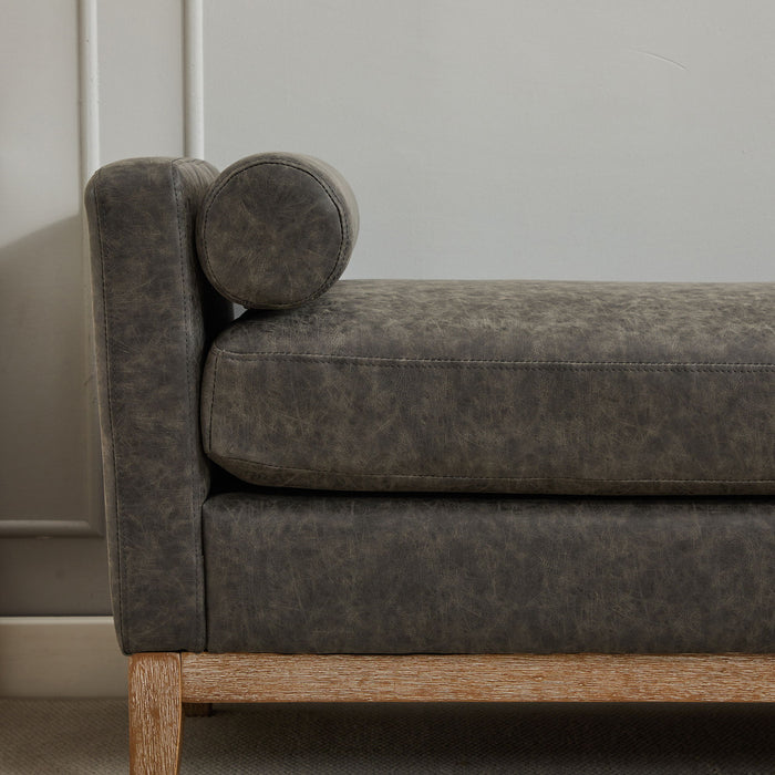 Elegant Upholstered Bench Daybed Ottoman With Bolster Pillows