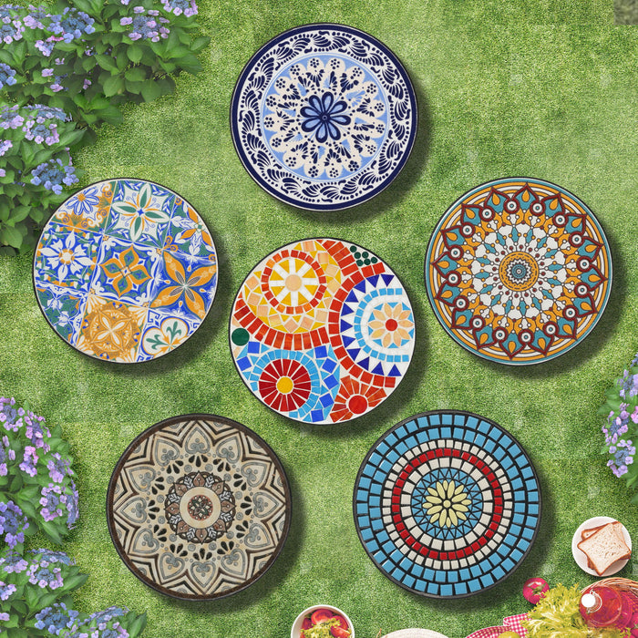 French Country Patio Side Table With Vibrant Tile Top