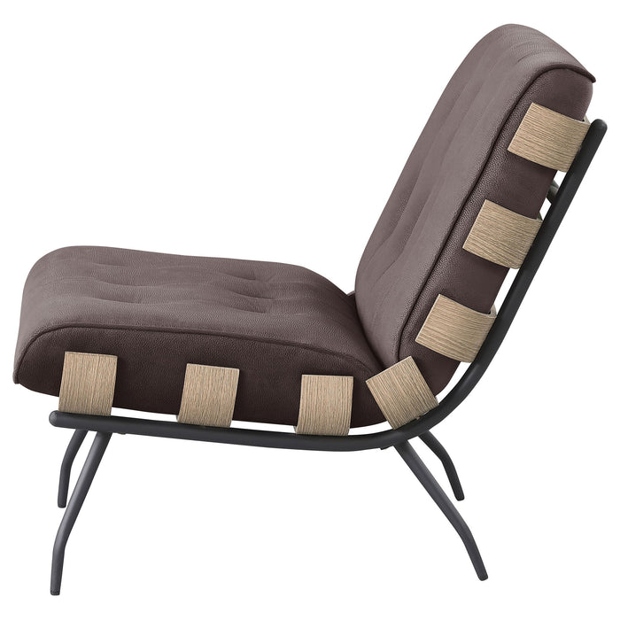 Staten - Upholstered Armless Accent Chair - Dark Brown