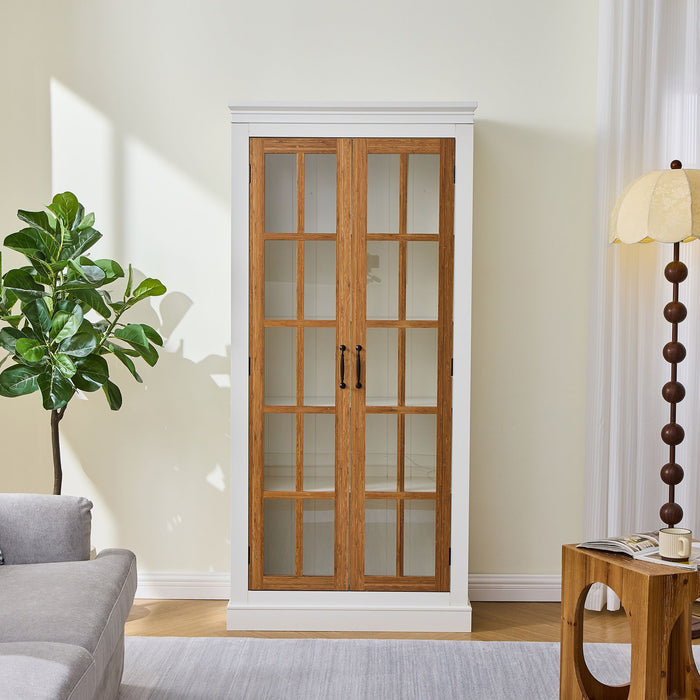 Rustic Style Display Cabinet With Glass Doors For Collectibles