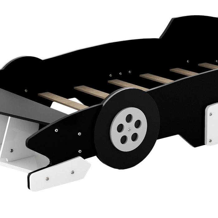 Race Car-Shaped Platform Bed With Wheels