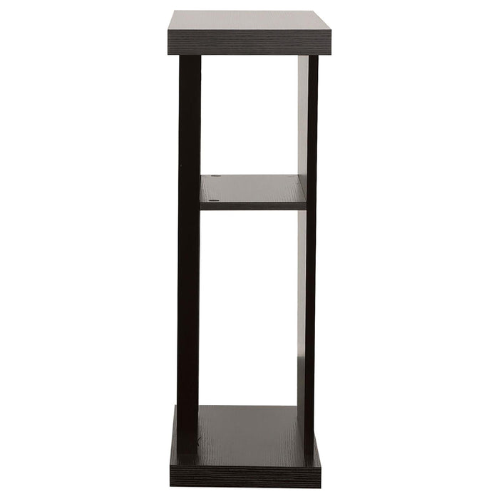 2 Shelf Console Table With V Shape Design - Brown