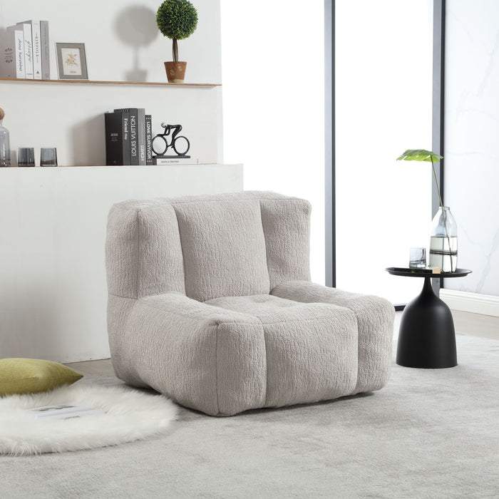 Modern Indoor Fluffy Bean Bag Chair With Memory Foam And Ottoman, Super Soft
