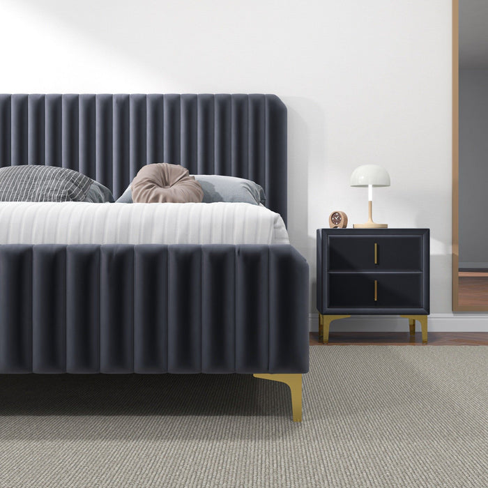 Bethany - Queen Upholstered Platform Bed - Gray