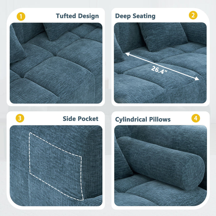 Sectional Free Combined Sofa With 2 Side Pockets