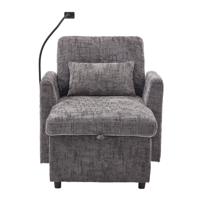 Multifunctional Chenille Recliner Sofa With Storage And Phone Bracket