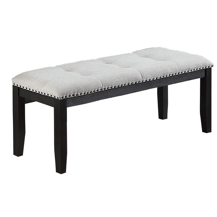 Upholstered Dining Bench With Tufted Seat And Nailhead Trim - Antique Black