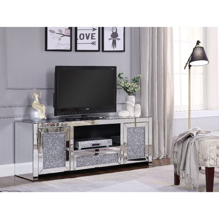 Noralie - TV Stand - Mirrored & Faux Diamonds - 22"