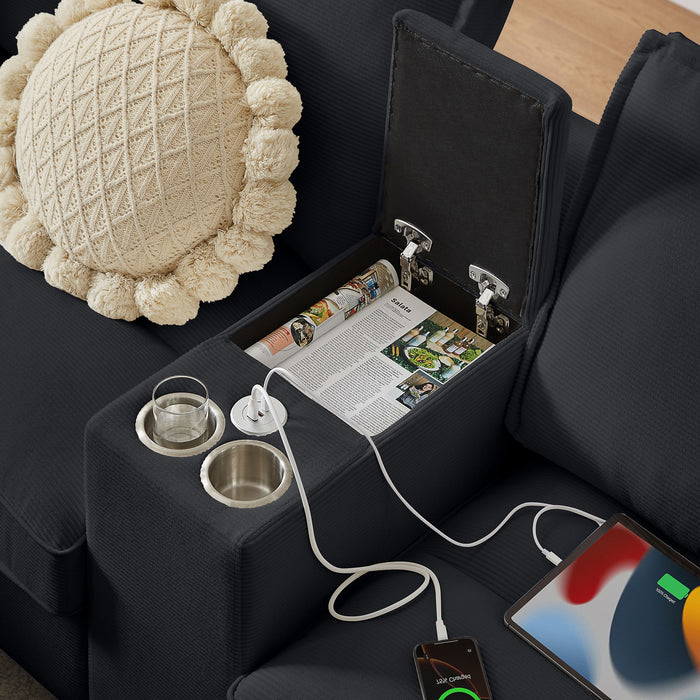 Modern U-Shaped Sectional Sofa Bed With Storage