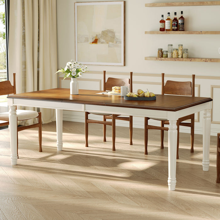 Rectangular Dining Table With Framed Top And Turned Legs - Natural