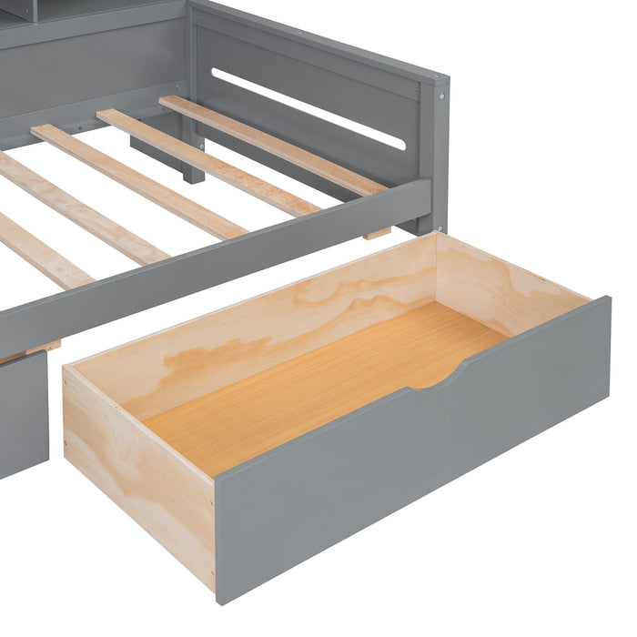 Daybed With Glass Door Storage Cabinets, Built In LED Lighting And Shelves