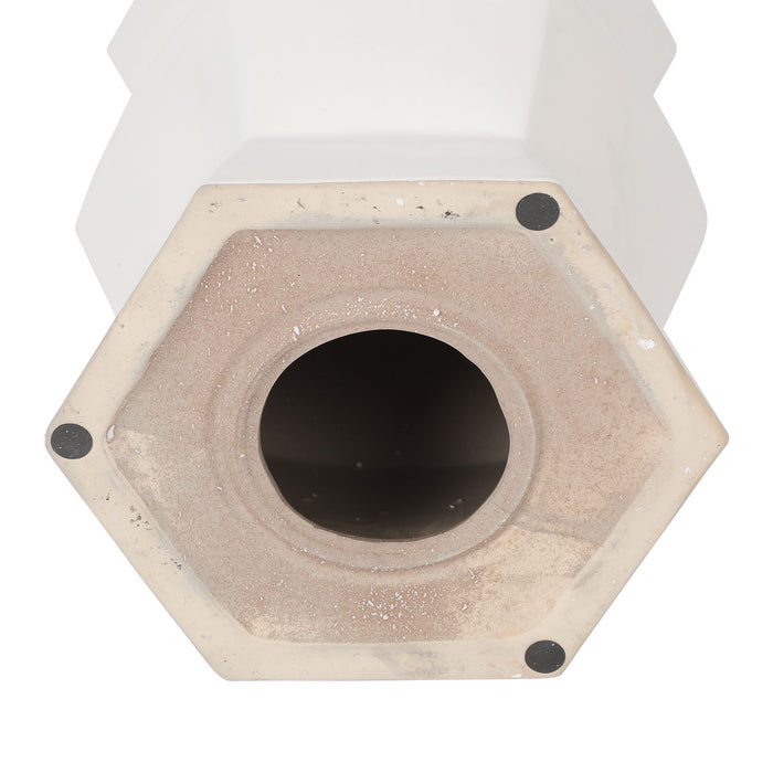 Contemporary Ceramic Drum Stool Indoor / Outdoor Side Table Glazed Accent Garden Stool - White