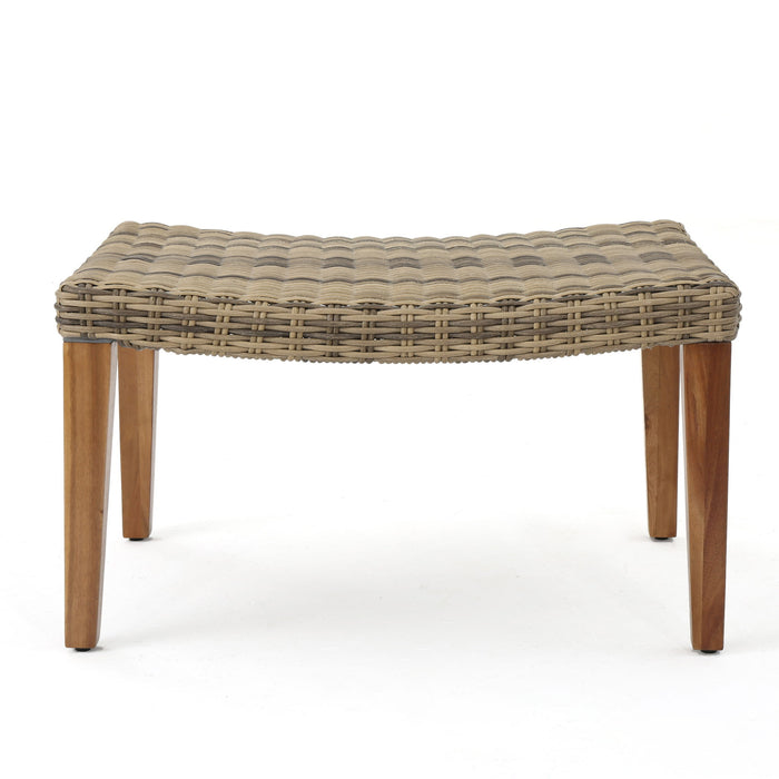 Outdoor Rattan Wicker Ottomans - Gray