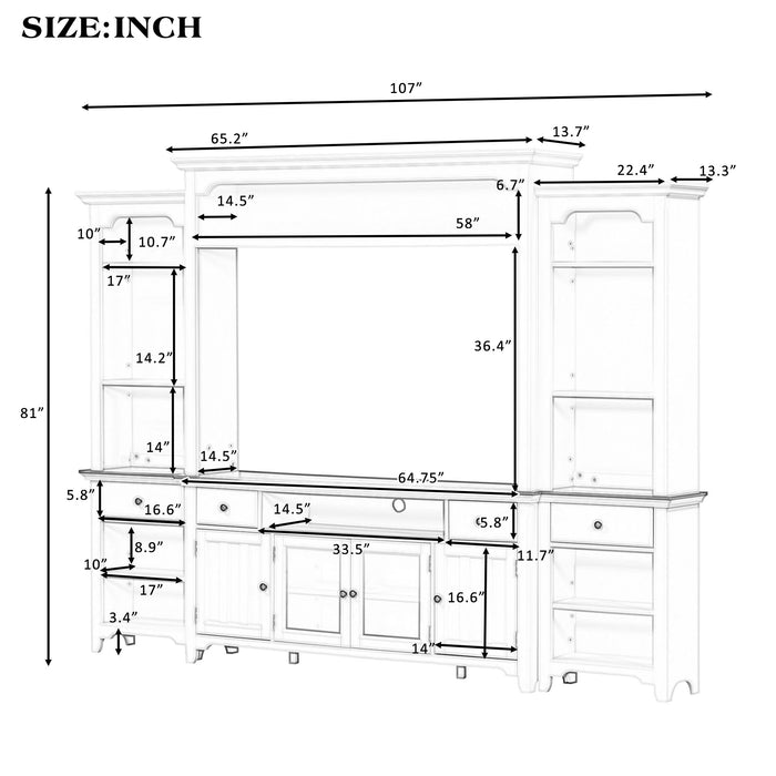 Extra Large TV Stand, Entertainment Center With Storage Cabinets